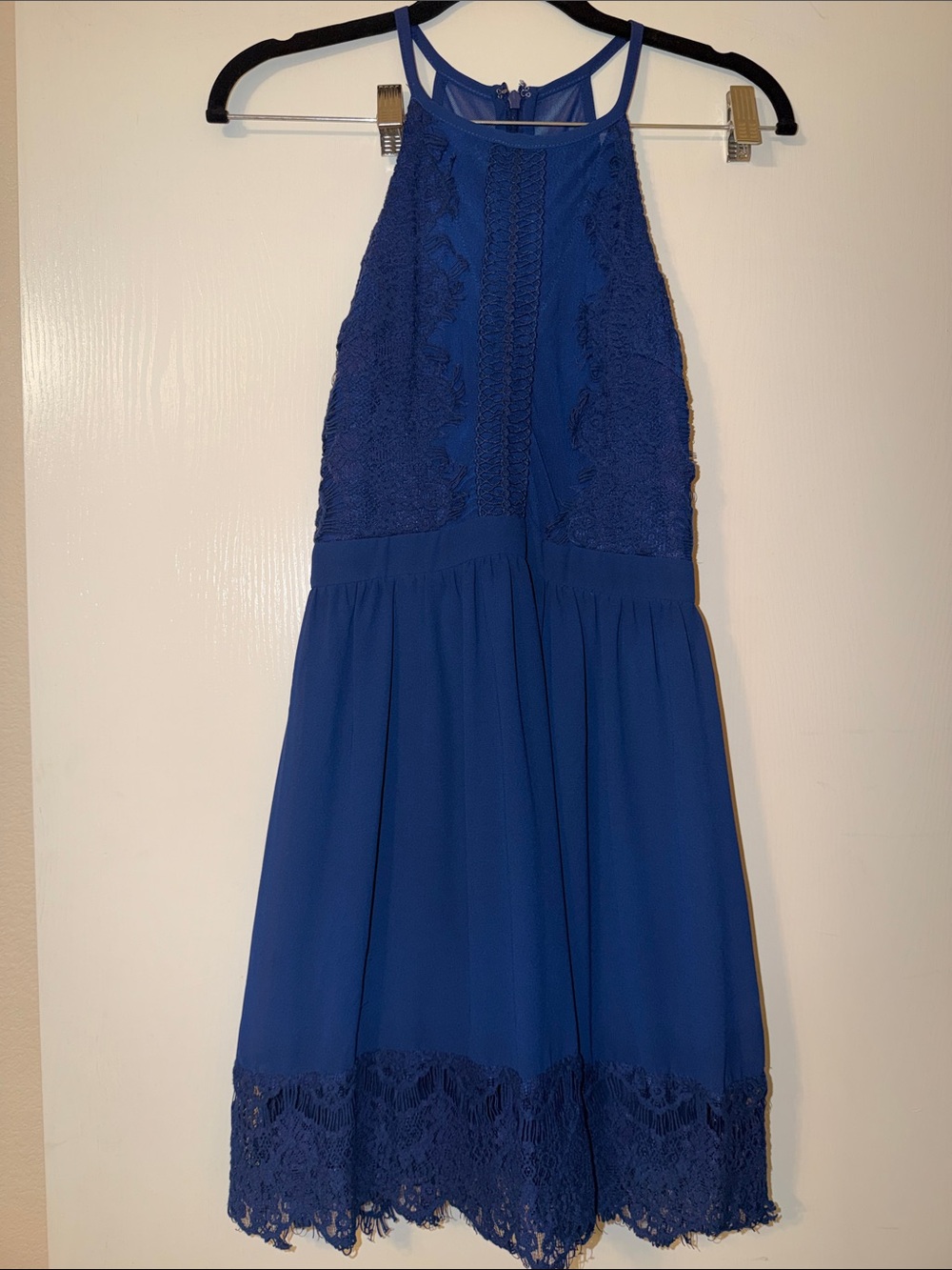 Francesca’s navy Lace Halter Mini Dress